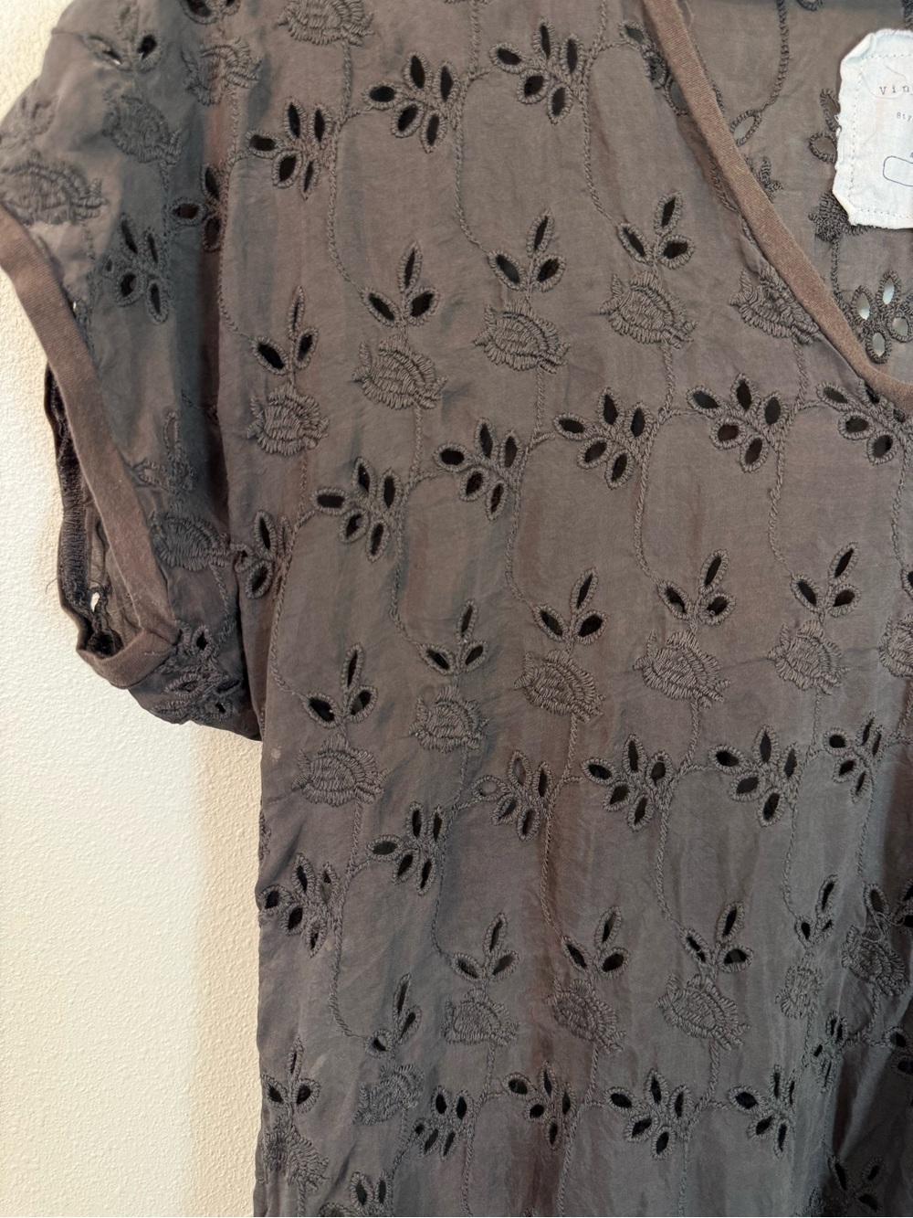 Johnny Was Vintage Brown Silk Eyelet Tunic Dress Medium - Picture 4 of 6